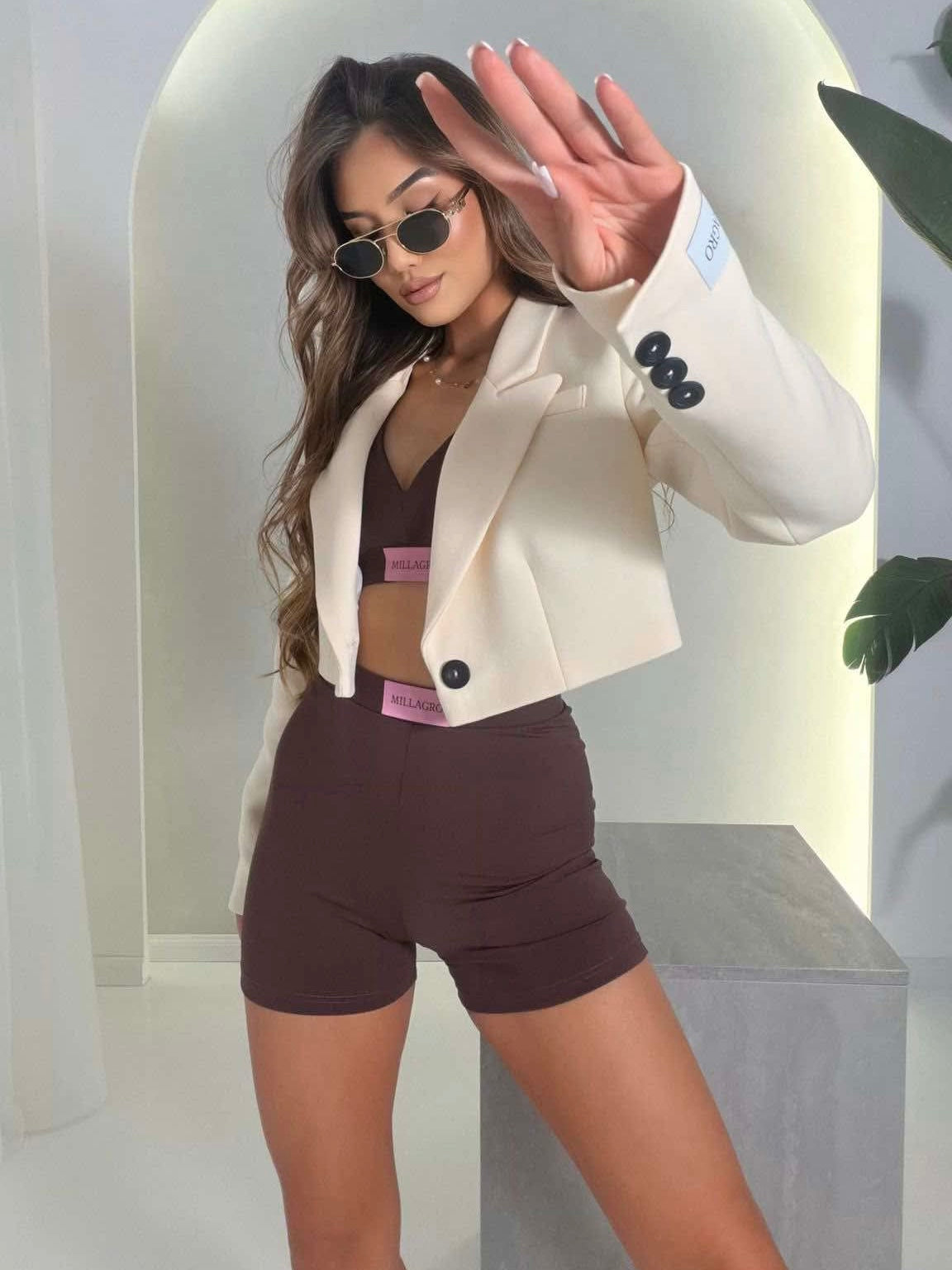 MILAGROS Cotton Cream Blazer