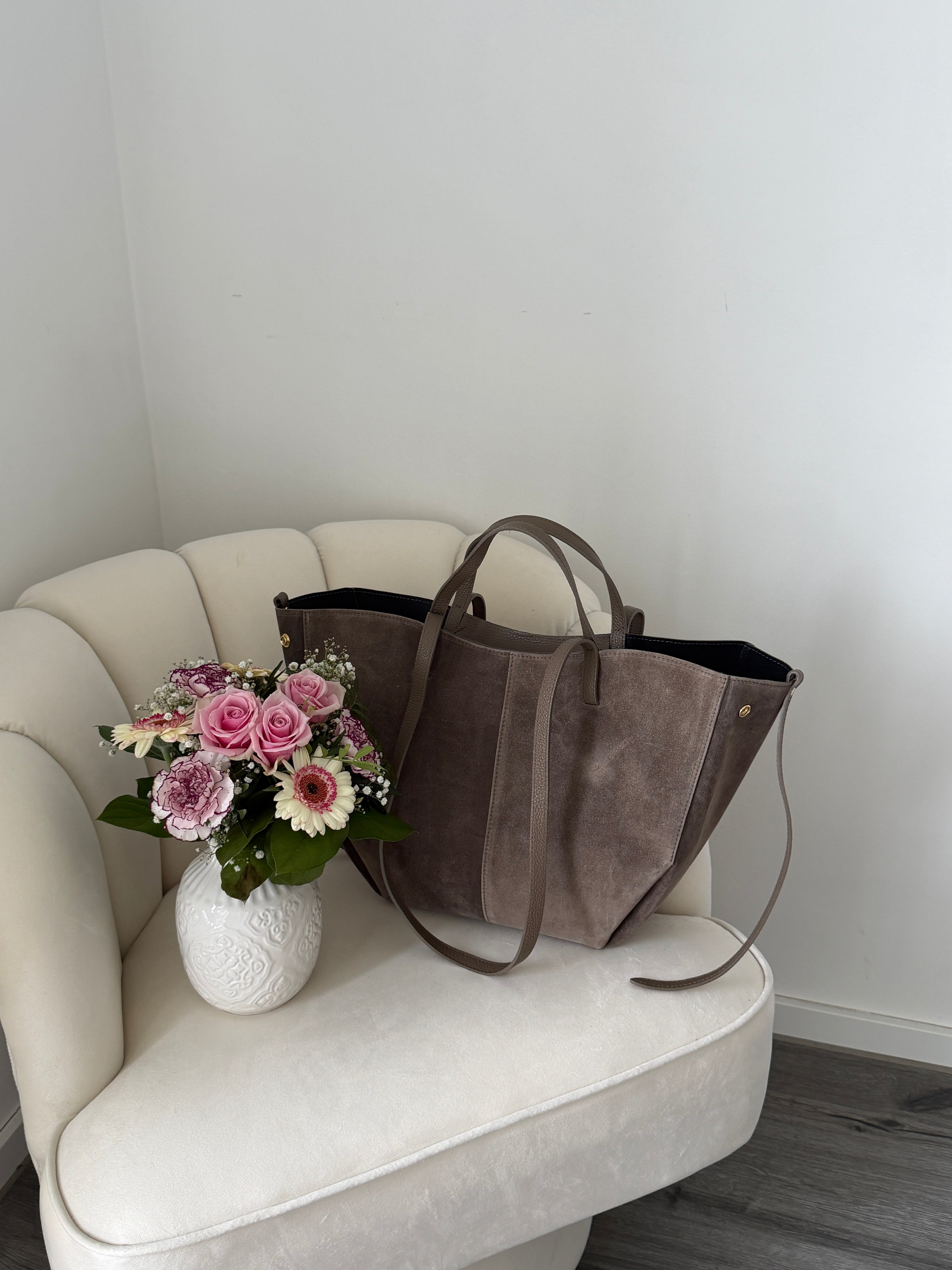 LAURA Taupe Suede Bag Shopper Large