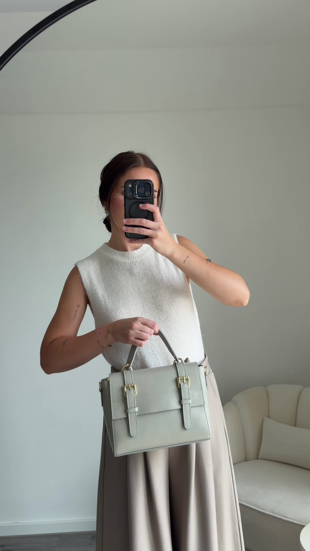 KYLIE Leather Gray Bag